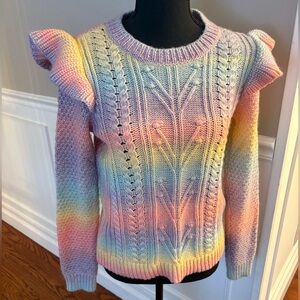 LOFT spacedye ruffle sleeve sweater size Small